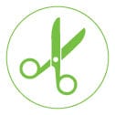 Custom kiss cut sticker with green "sb" logo, shown with backing intact—perfect for intricate designs and easy peel application.