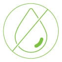 Green waterproof icon with a crossed-out water droplet, indicating that custom stickers are water-resistant and built to withstand moisture and outdoor conditions.