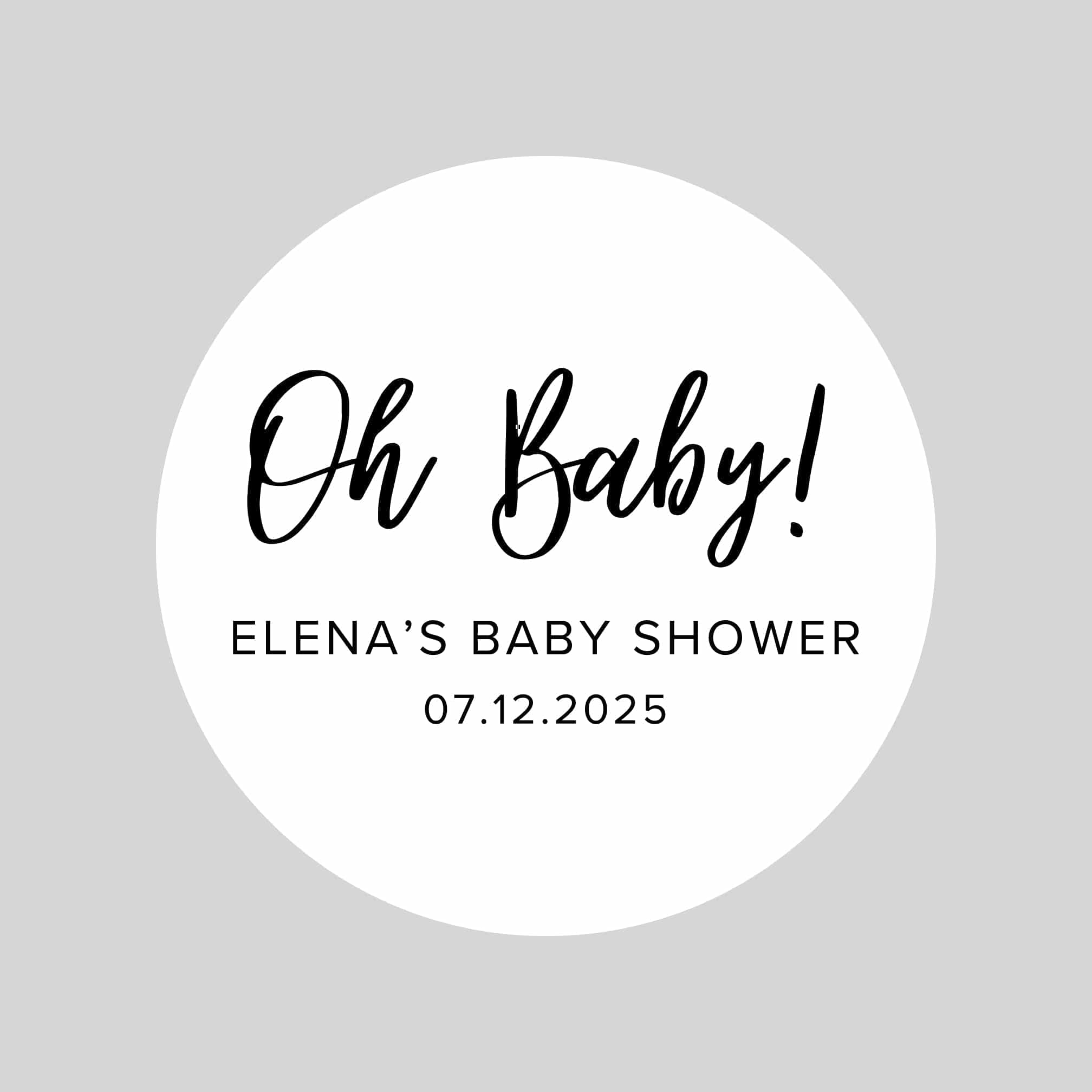 "Baby Shower Oh Baby Circle Stickers - Stickerbeat.com"