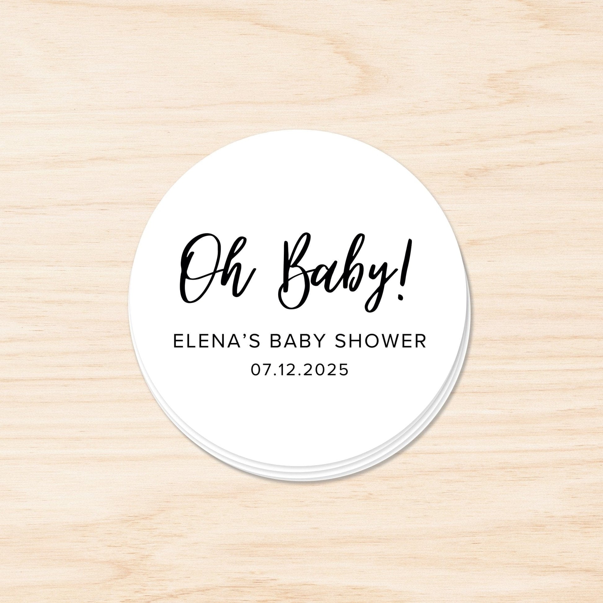 "Baby Shower Oh Baby Circle Stickers - Stickerbeat.com"