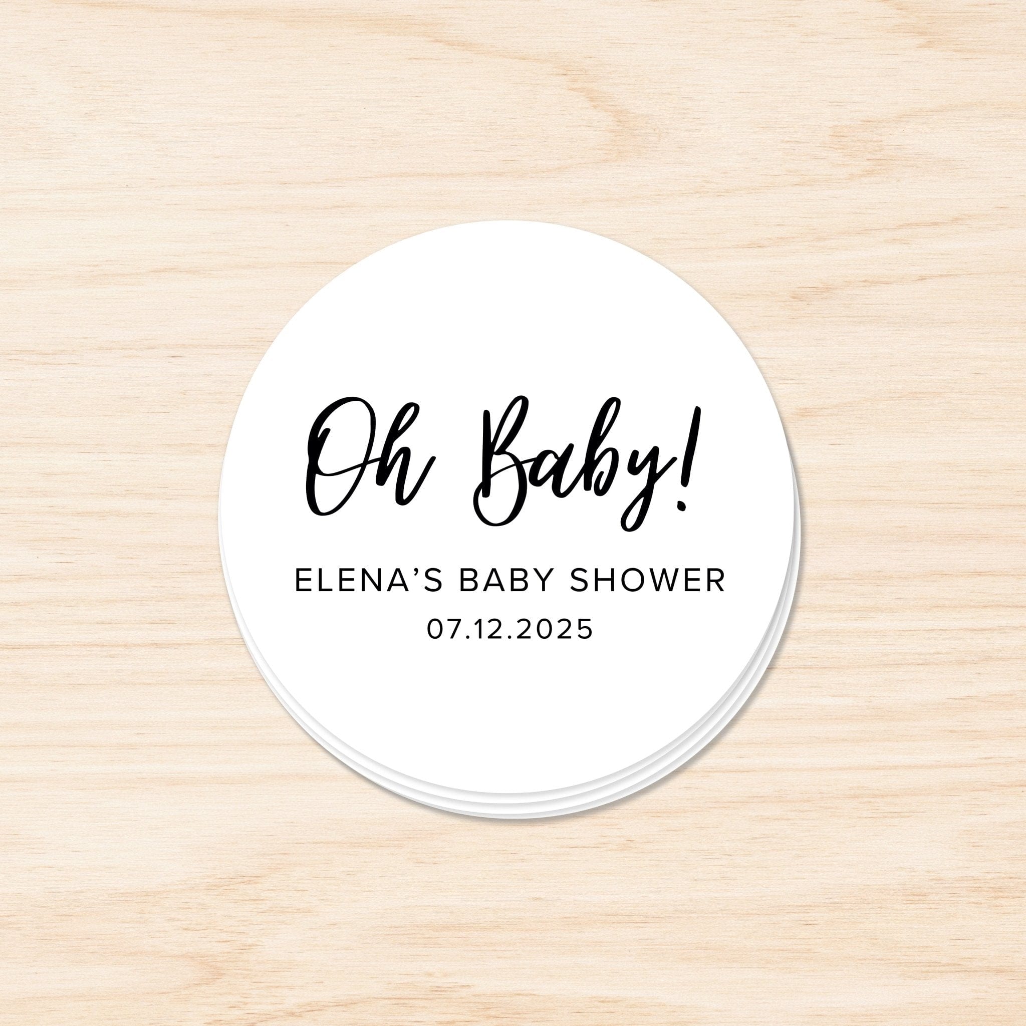 "Baby Shower Oh Baby Circle Stickers - Stickerbeat.com"