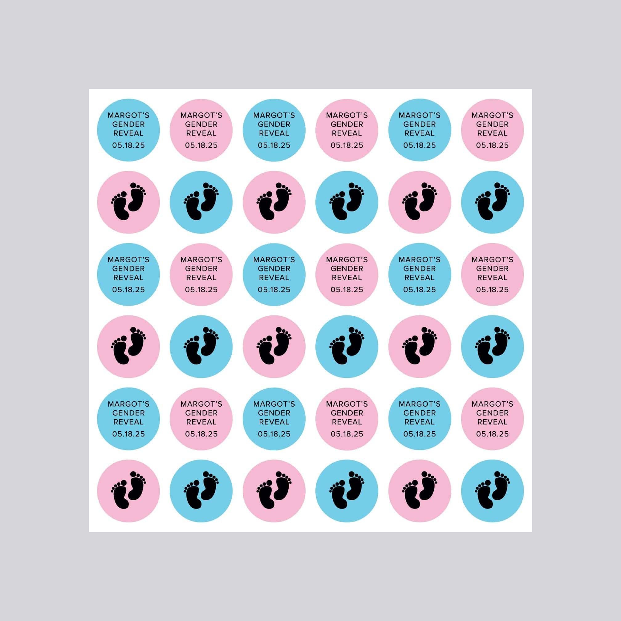 "Gender Reveal Chocolate Kisses Sticker Sheets - Stickerbeat.com"
