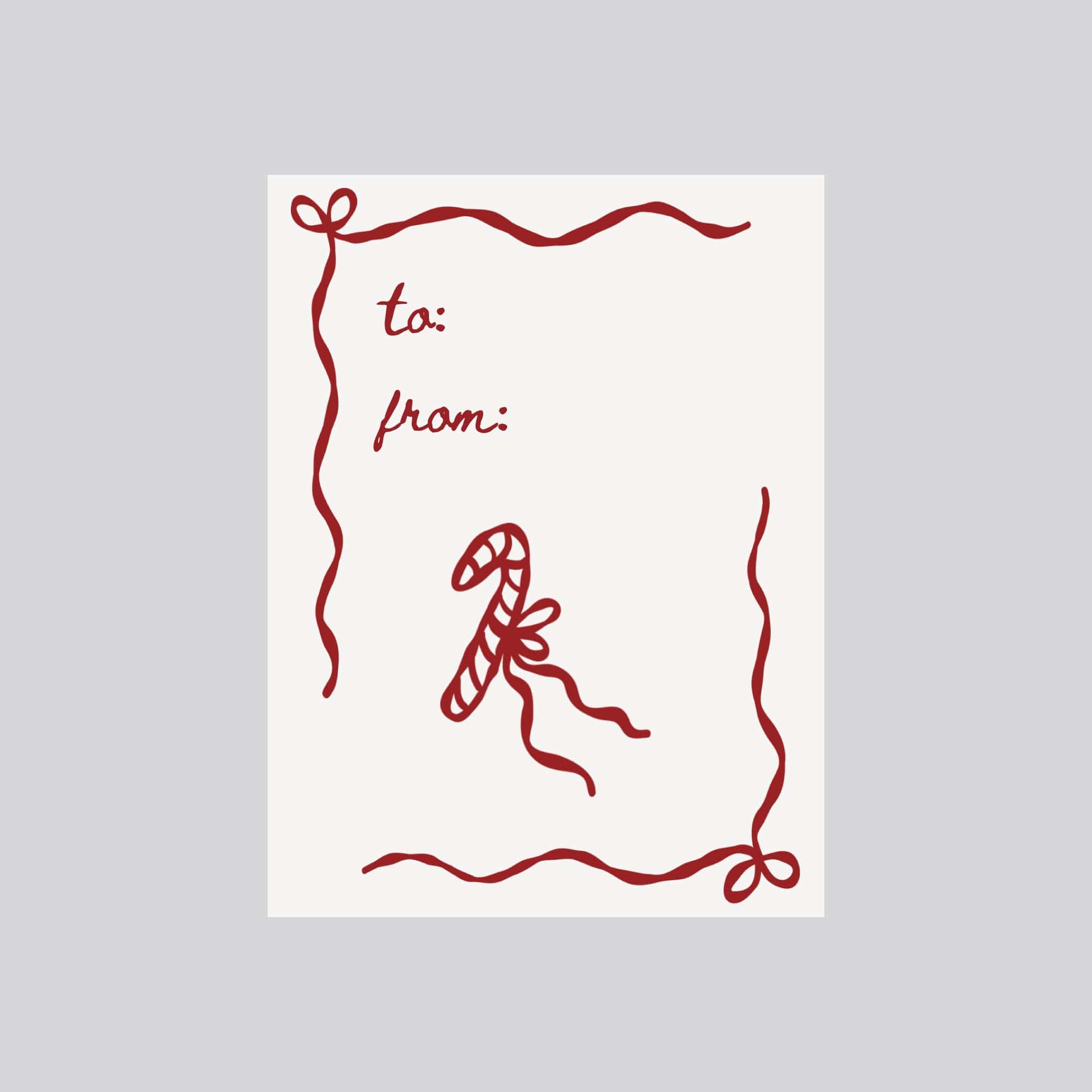 Red Candy Cane Holiday Gift Tags