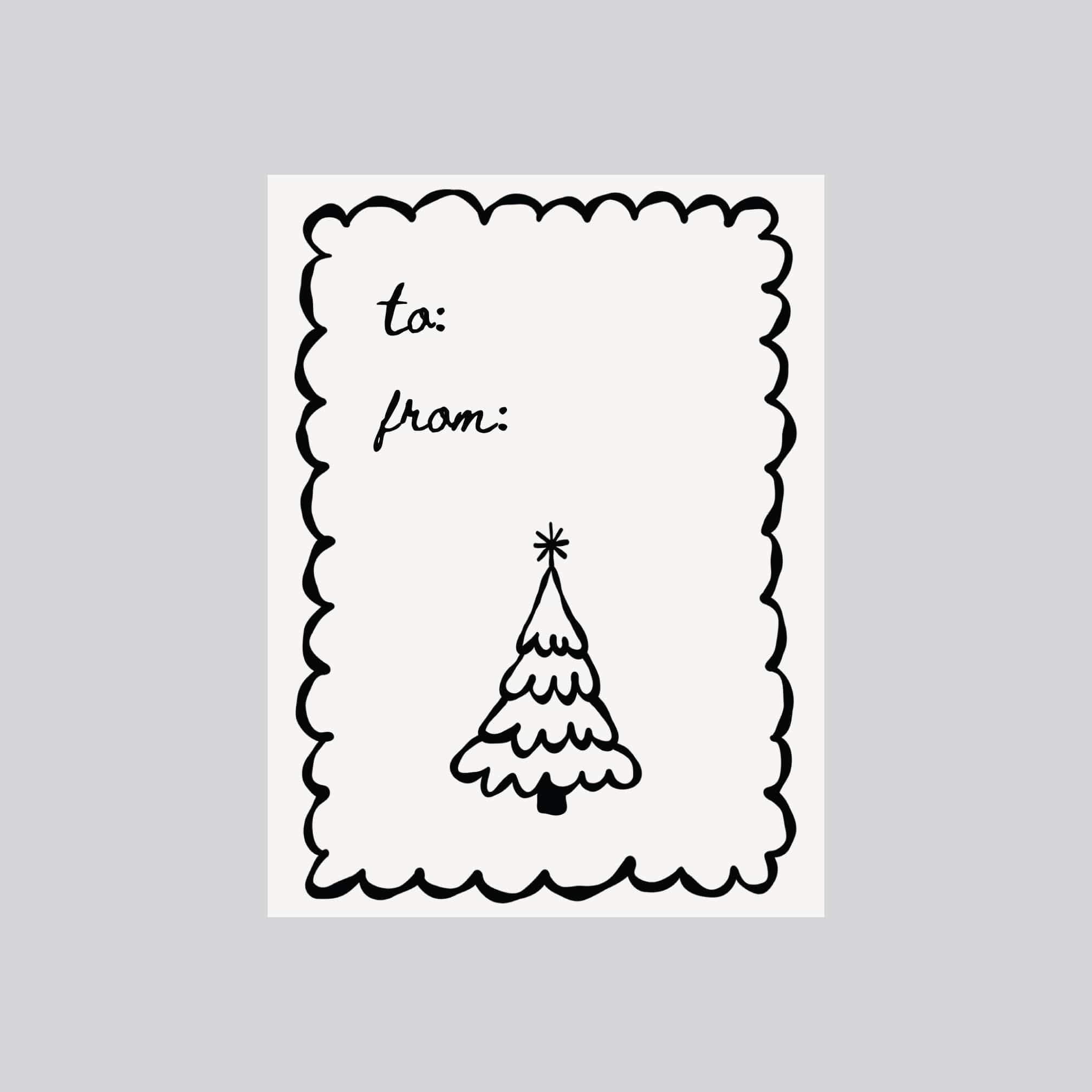 Black Evergreen Tree Holiday Gift Tags