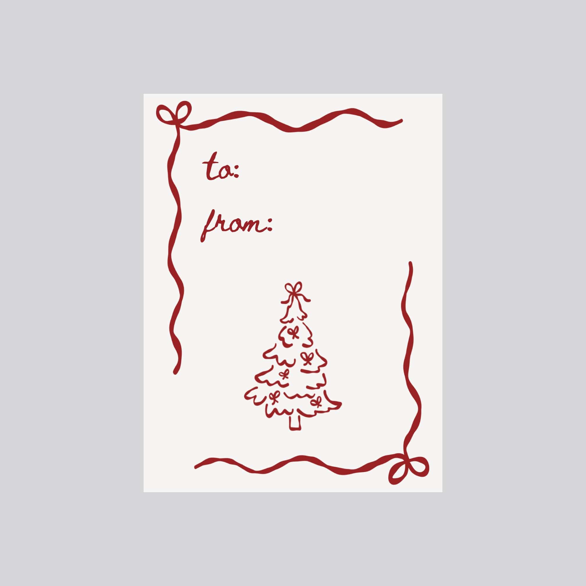 Red Evergreen Tree Holiday Gift Tags