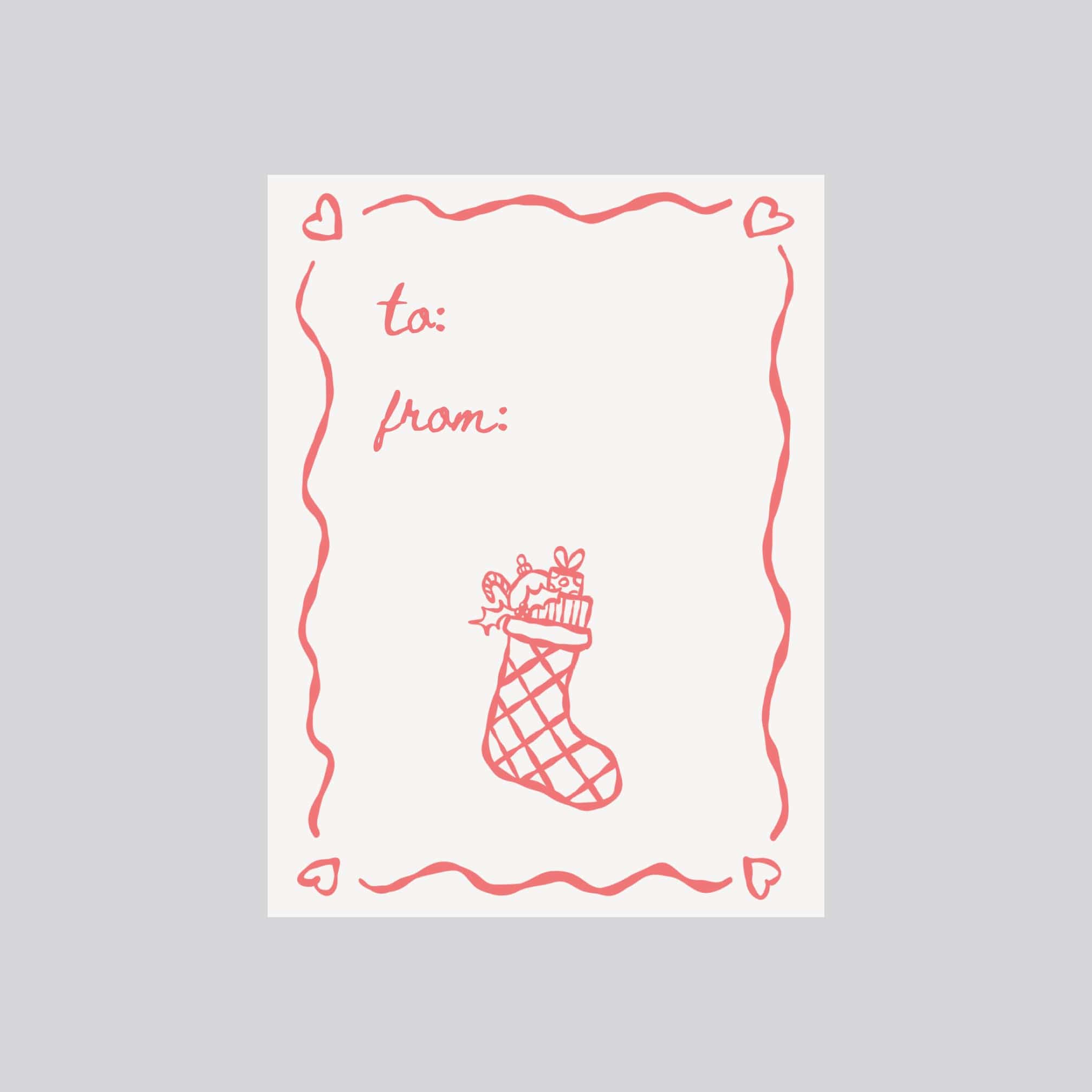 Pink Stocking Holiday Gift Tags