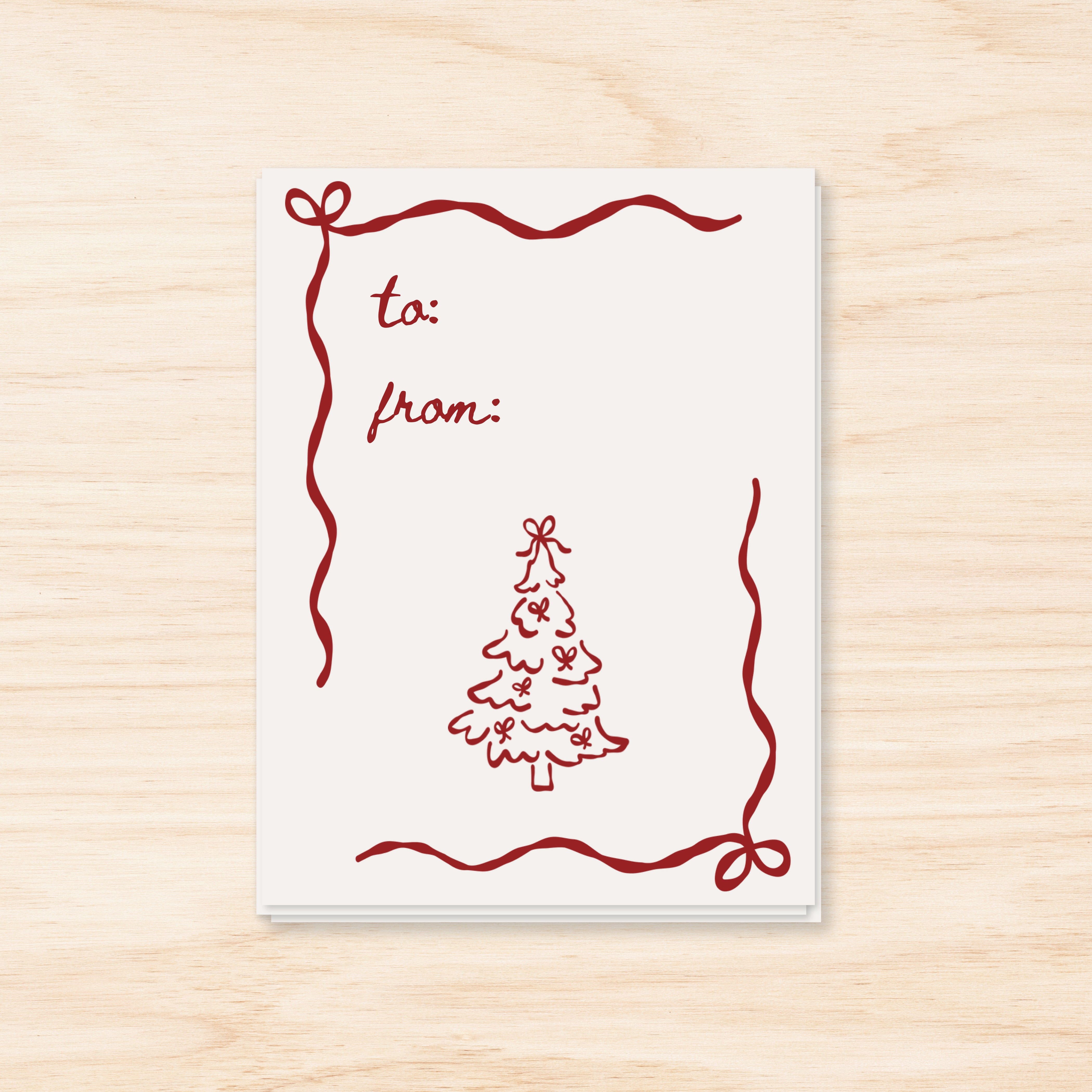 Red Evergreen Tree Holiday Gift Tags