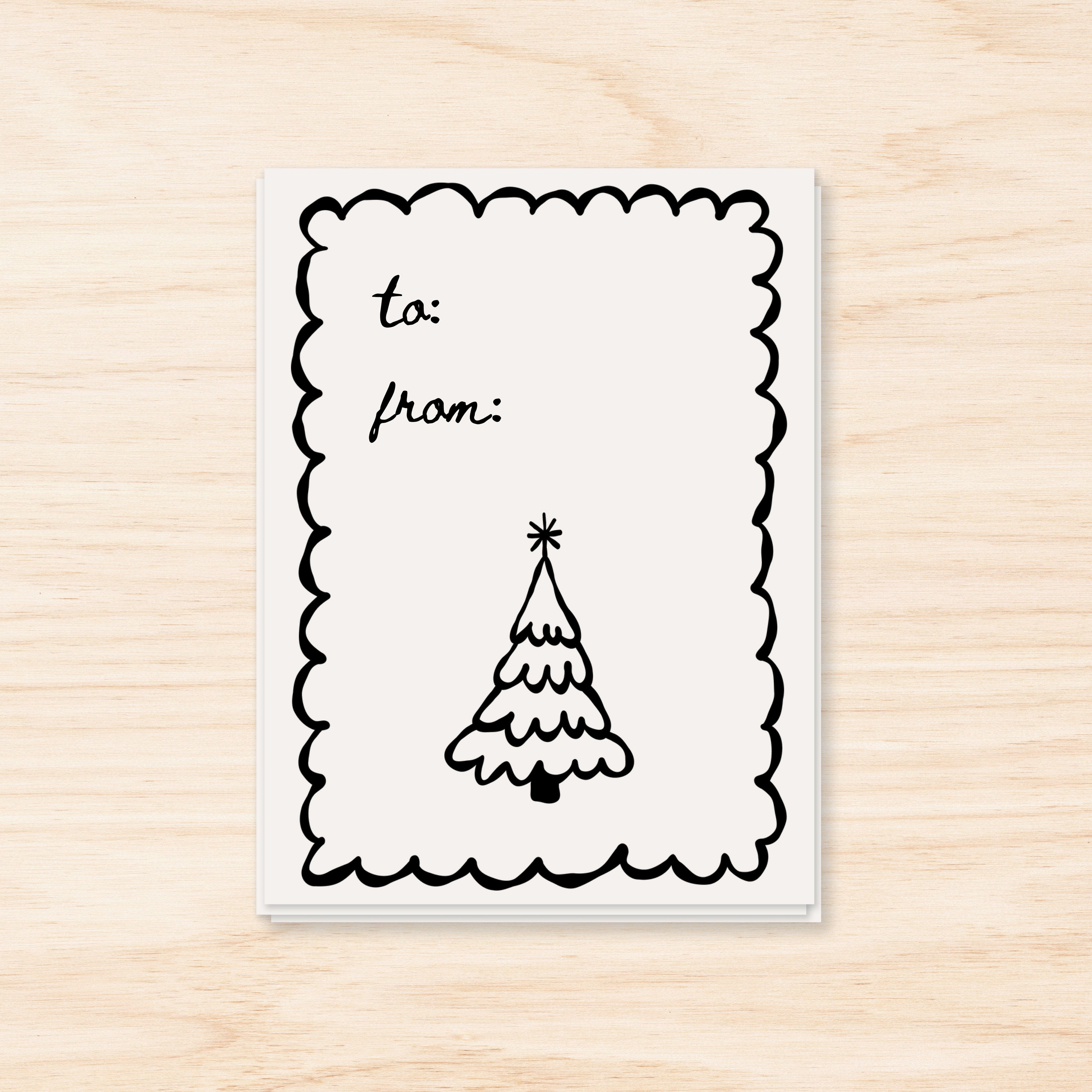 Black Evergreen Tree Holiday Gift Tags