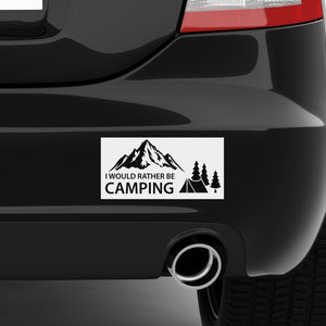 Custom Bumper Sticker featuring a camping design on a car