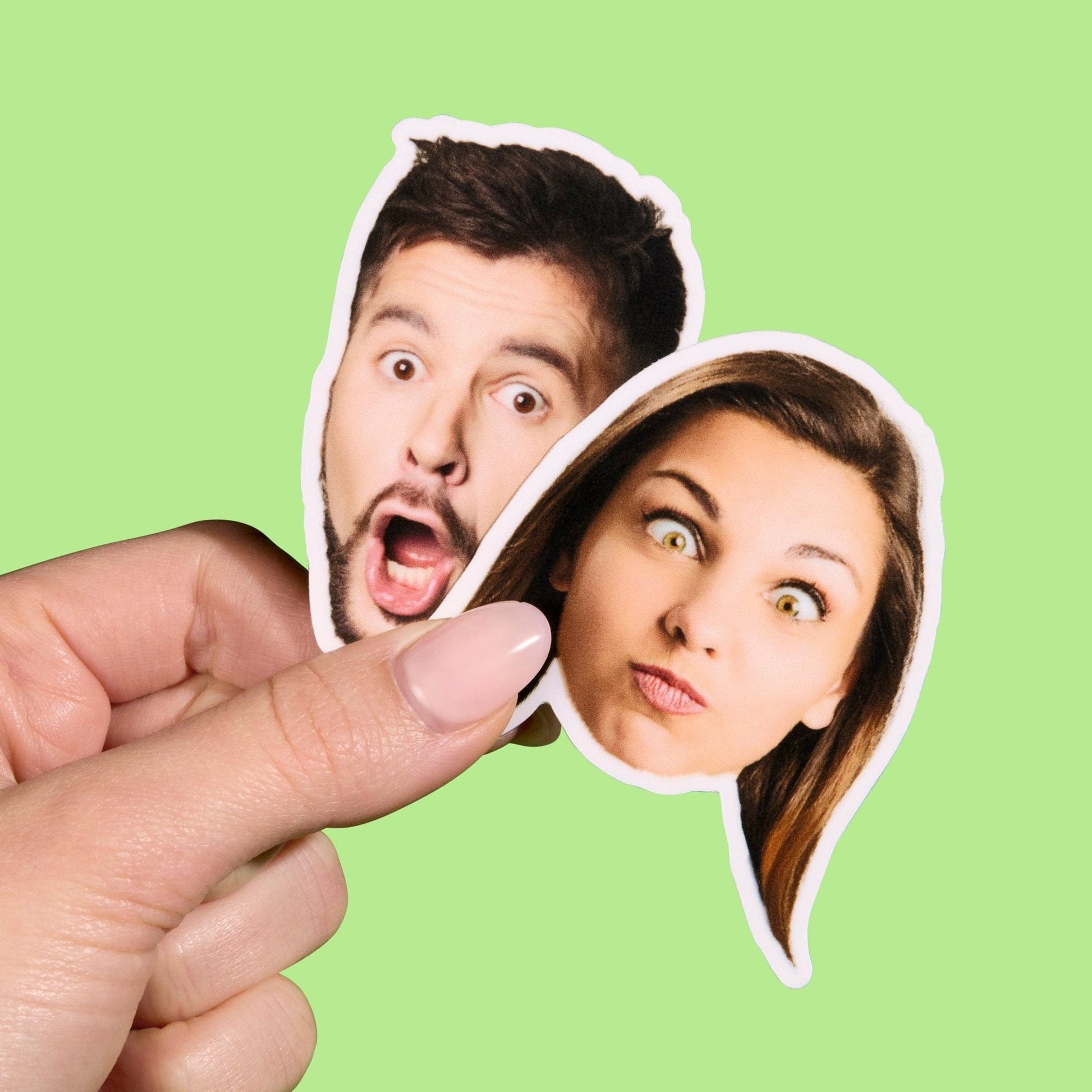 Custom Face Stickers on a green background