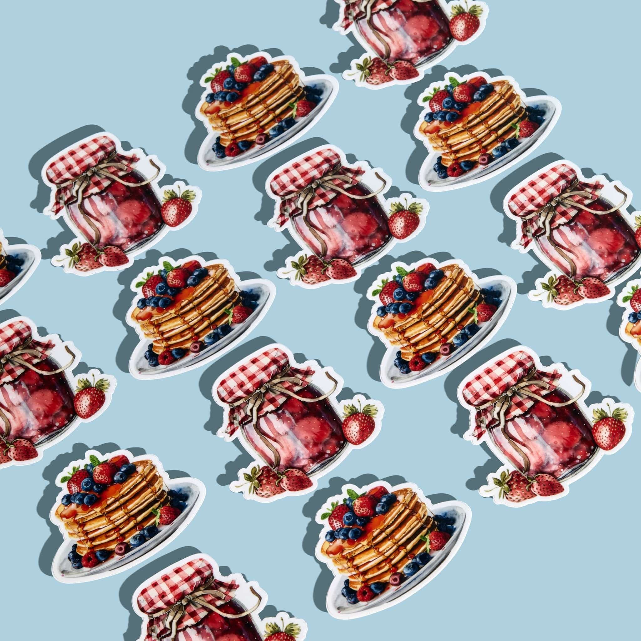 Die Cut Stickers featuring pancakes and jam designs