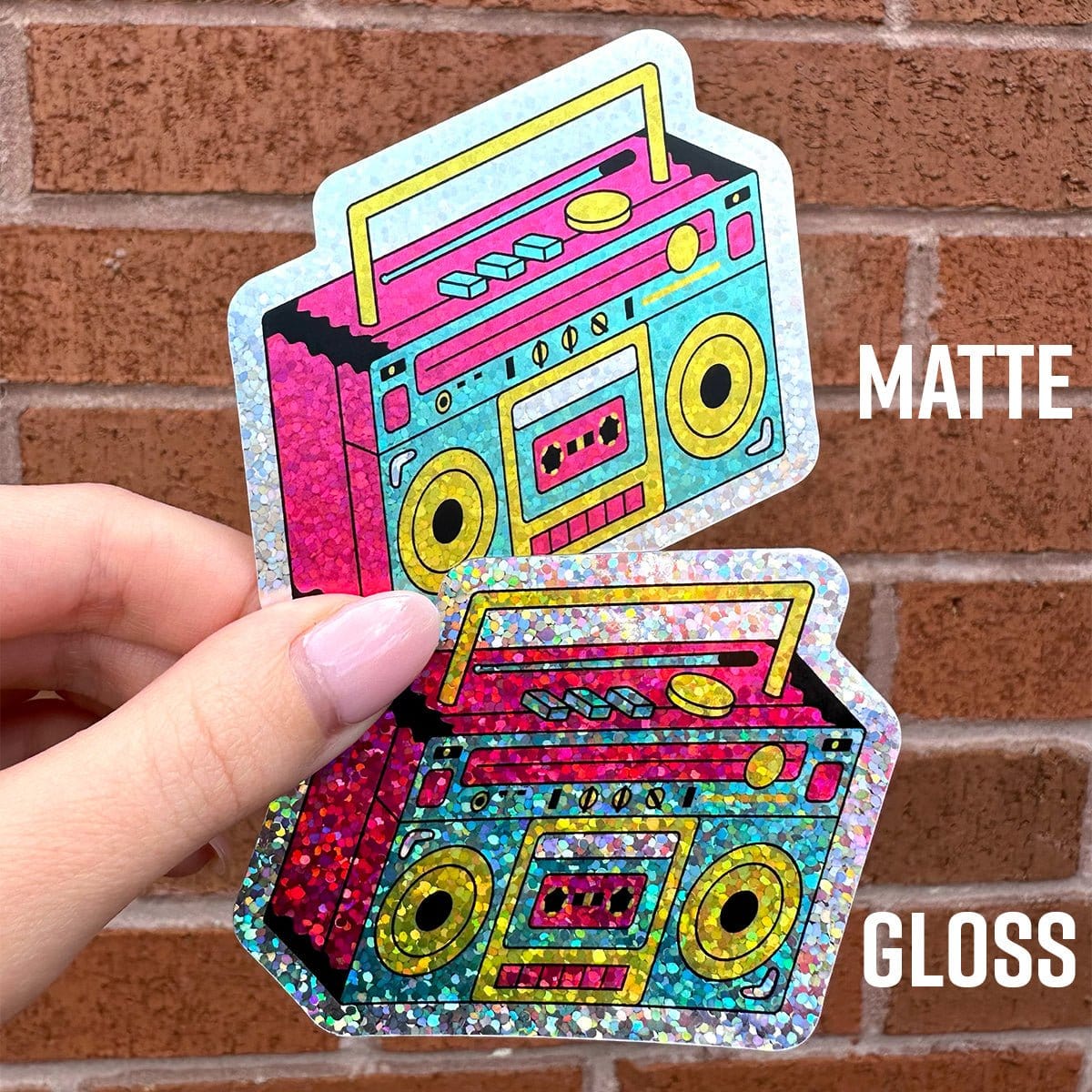 Matte vs. gloss lamination comparison for glitter stickers
