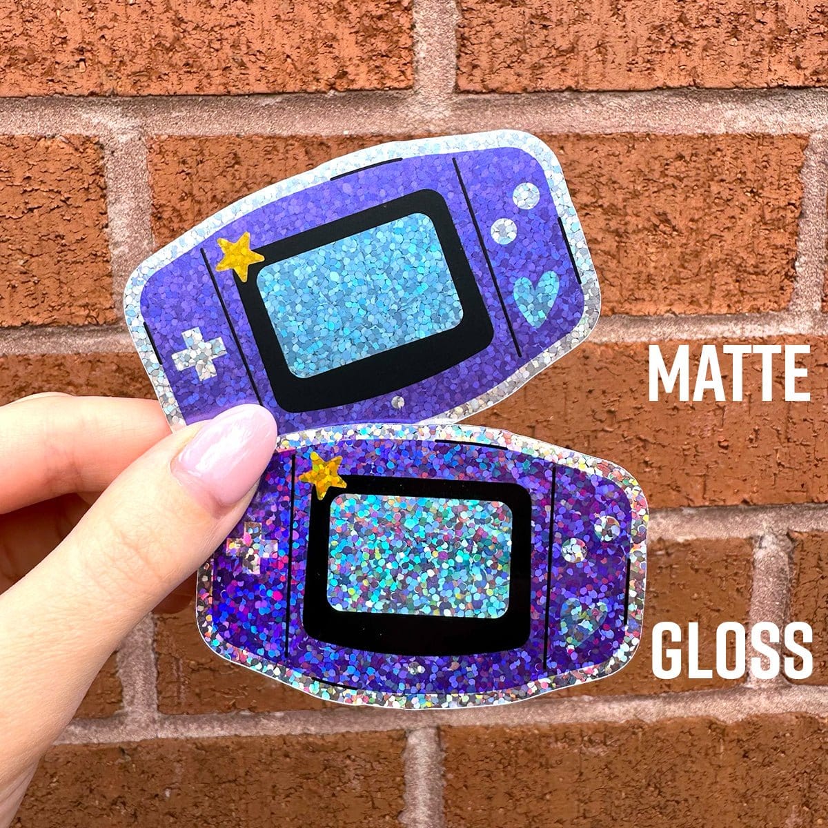 Glitter Stickers Lamination Comparison Matte vs. Gloss