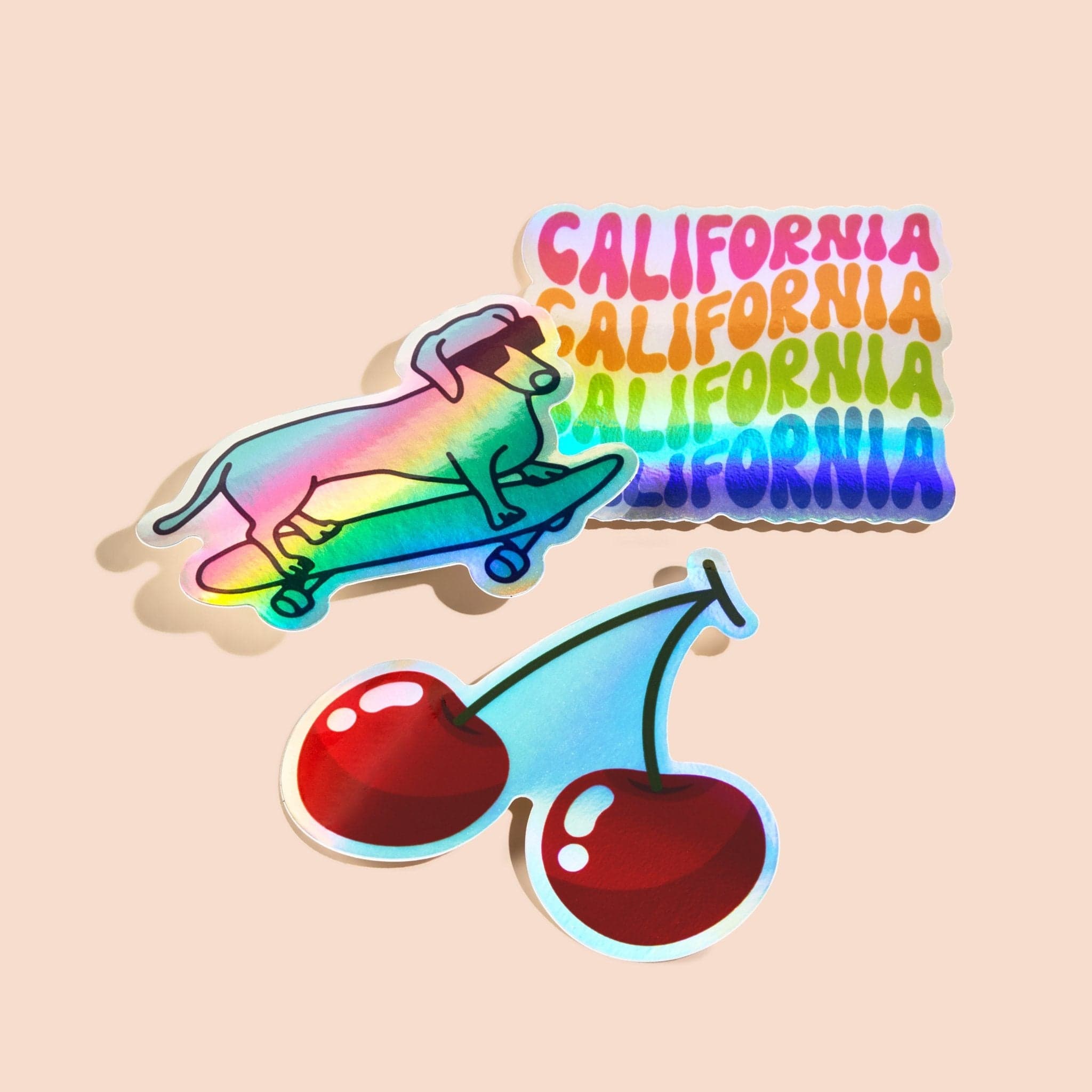 Holographic Stickers printed on iridescent vinyl