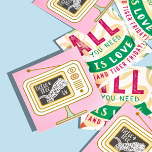Custom Square Stickers with vibrant pink designs