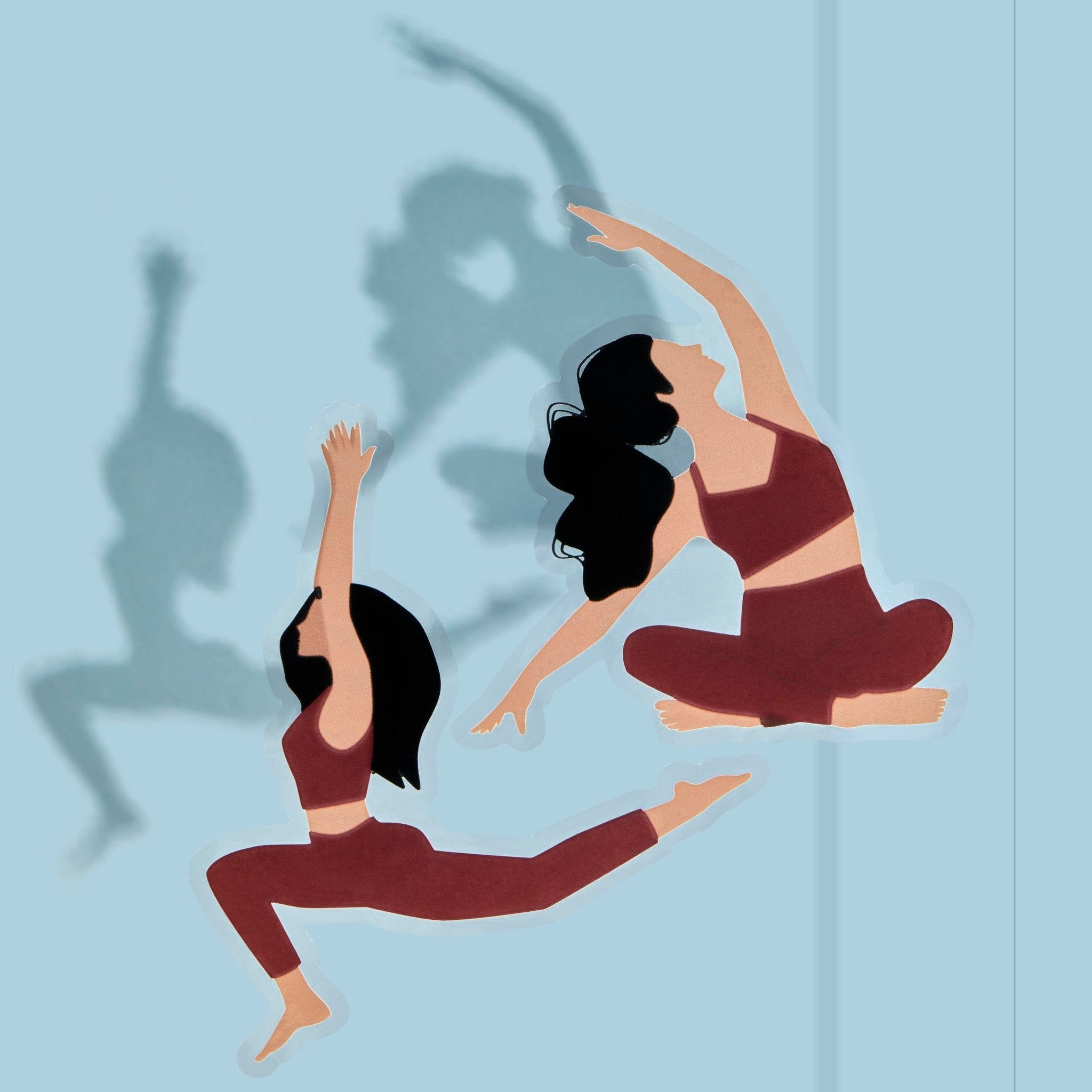 Custom static clings with yoga pose illustrations